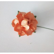 Цветок Розы с бархатными листьями, цвет оранжевый 4 см, 1 шт.