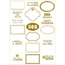 Пленка с золотым рисунком SEA adventure- frames для шейкеров, разделителей и декора. Размер листа 21х29.7 см. Толщина 0,25 мм. Bee Shabby.