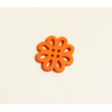 Пуговица с четырьмя отверстиями декоративная дерево "Резной цветок", цвет оранжевый 