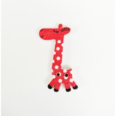 Пуговица с двумя отверстиями декоративная дерево "Жираф", цвет красный