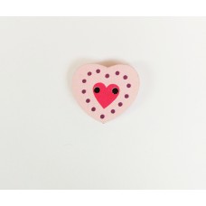 Пуговица с двумя отверстиями декоративная дерево "Сердце розовое с малиновым внутри", диаметр 17 мм    